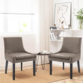 Dining Chairs Set of 2, Upholstered Corduroy Dining Room Chair with Wood Legs, Mid-Back Padded Kitchen Side Chairs for Dining Room, Camel
