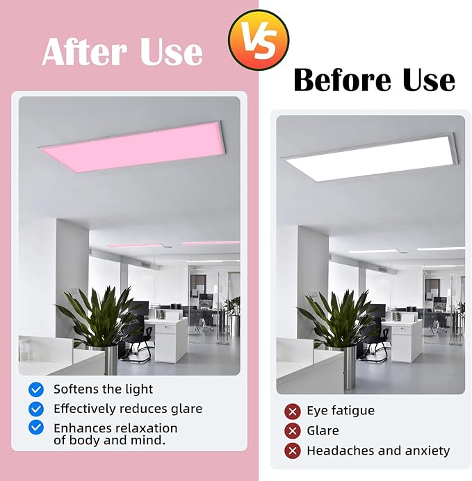 8 Pcs Fluorescent Light Covers - 4 x 2 Feet Covers for Ceiling Lights, Magnetic Light Filters for Classroom, Office, Hospitals, Home