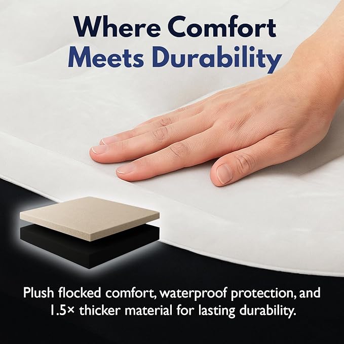 King Koil Plush Pillow Top Twin-Size Inflatable Air Mattress with Built-in High-Speed Pump for Camping, Home & Guests - Luxury 13" Twin Airbed Blow Up Mattress Waterproof, 1-Year Warranty