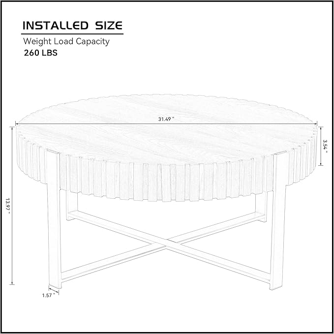 31.49'' Walnut Round Coffee Table for Apartment, Modern Living Room Coffee Table with Sturdy Pedestal Base (Walnut, 31.5)
