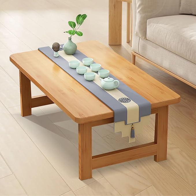 robwibw Japanese Floor Sitting Table, Folding Wood Tea Table Chabudai Japanese Coffee Table Low Table for Living Room Home Tatami Office (B 47.2 * 19.6 * 13.7 INCH)