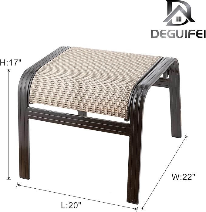 Deguifei Outdoor Patio Footstools Aluminum Outdoor Ottomans Footrest Small Seating Wicker Furniture Patio Ottoman 2 Pieces Brown