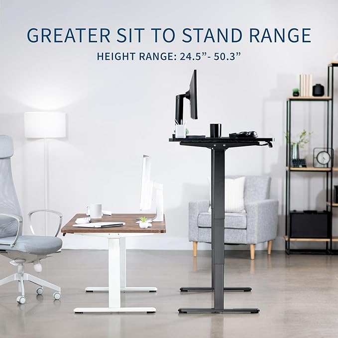 VIVO Electric 55 x 28 in Dual Motor Sit Stand Desk, Memory Height Adjustment, 2B Series, Dark Gray Top White Frame, DESK-KIT-2W55G
