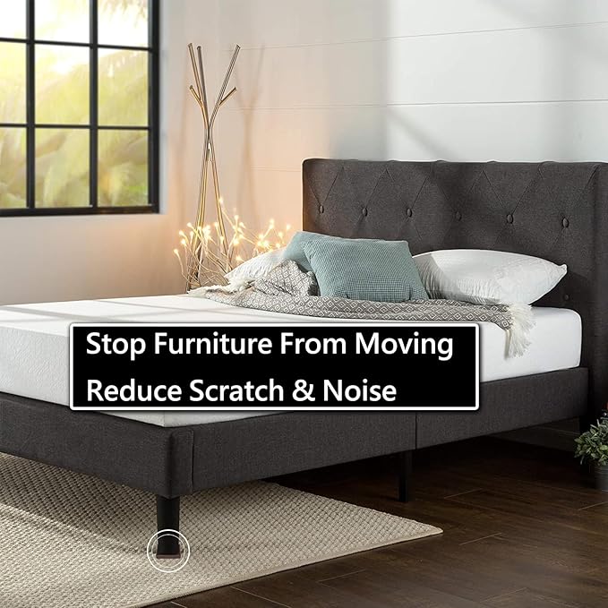 2x2 Square Rubber Furniture Caster Cups, Anti-Sliding Furniture Pads Bed Stopper Floor Protectors with Grip - Protect Any Flooring