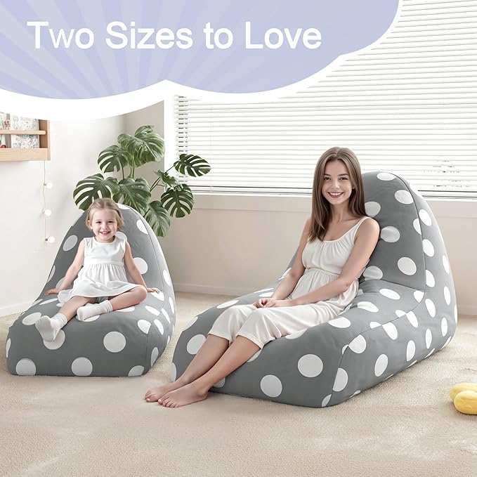 COMAX Bean Bag Chairs for Kids, Kid Beanbag Chair Stuffed with Filler, Toddler Lounge Chair Cotton, Lazy Floor Lounger for Girls and Boys, Premium Cotton Canvas
