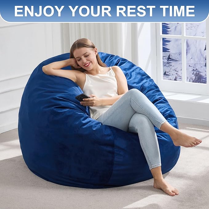 Hobestluk 3FT Bean Bag Chair Giant Bean Bag Chairs for Adults Large Bean Chairs with Removable Cover, Beanbag Chair with Filler, Adult Bean Bag Chairs for Living Room, Bedroom