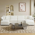 SoarFlash Chenille Sectional Sofa, Comfy L/U Shaped Modular Coush Sofa with Ottoman, Modern 4 Seat Couch Deep Seat Sofa Set for Living Room,White