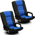 Swivel Gaming Chair 360 Degree Multipurpose 2PACK Floor Chair w/Armrest & 6 Adjustable Postions Backrest for Adults & Kids, for Reading, Gaming, Watching, Relaxing, Blue