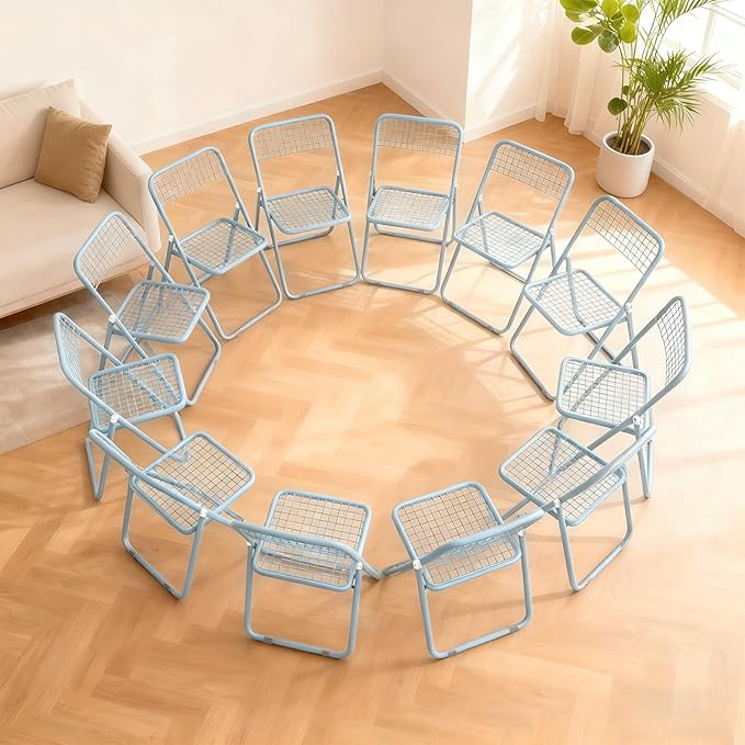 12 Pack Folding Chair,Blue Color,Single Piece,Foldable Space - Saving Design for Indoor/Outdoor Use