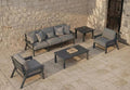 Patio Kingdom 7 Piece Patio Conversation Sets, Outdoor Couch with Washable Thick Gray Cushions, HDPE Patio Furniture Set, Outdoor Sectional Furniture for Backyard, Deck, Lawn, Porch (Grey Frame)