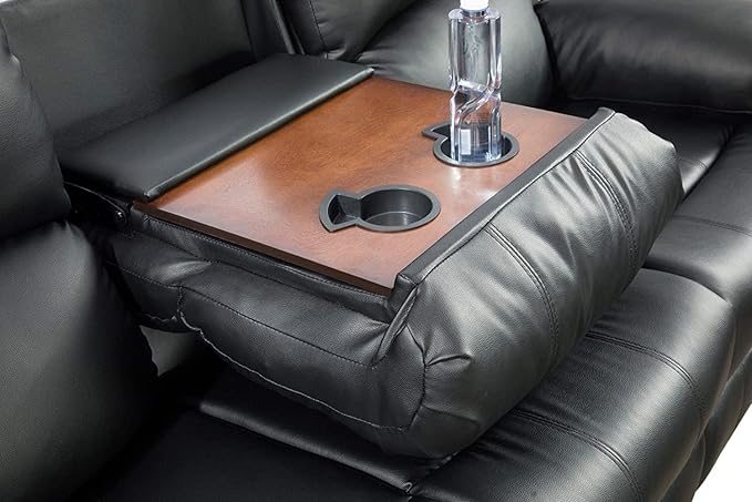 AYCP Bonded Leather Living Room Furniture Set Reclining Sofa Set Loveseat Furniture Sets in Living Room Sofa Recliners (Sofa, Black)
