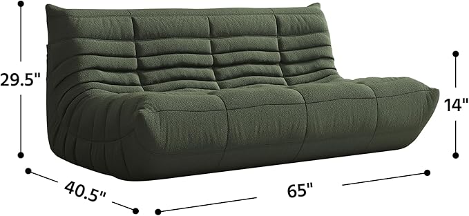 Bean Bag Chair, Fireside Chair, Large Bean Bag Chair for Adults, Bean Bag Chairs for Teens with High-Resilience Foam, Non-Slip Base Floor Lounge Sofa,Living Room (Green, 3-Seater)