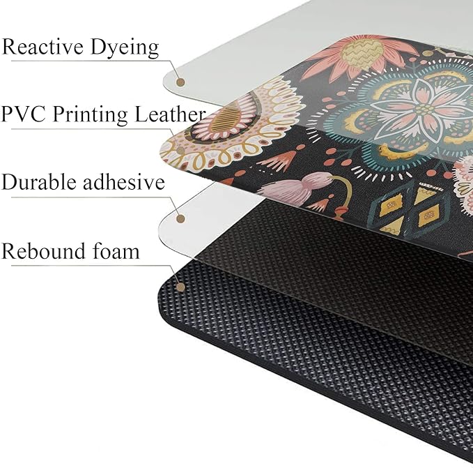 Homcomoda Boho Floral Kitchen Mats Cushioned Anti Fatigue 2 Piece Set Kitchen Rugs and Mats Non Slip PVC Waterproof Kitchen Comfort Mats for Standing Sink Laundry