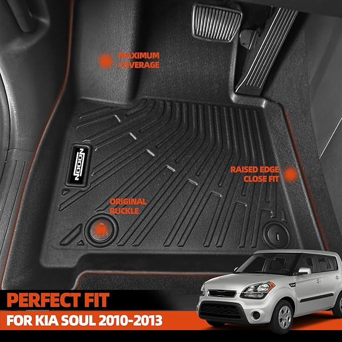 All Weather Floor Mats Fit for Kia Soul 2010-2013 Floor Mats & Trunk Mat & Backrest Mat Replacement for Kia Soul Accessories Anti-Slip Floor Liner