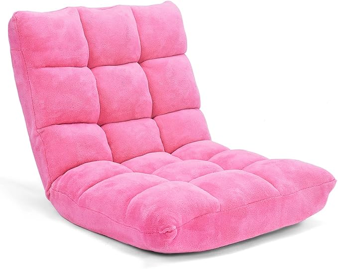 KOMFOTT 14-Position Adjustable Palace Lounger with Back Support - Gaming Chair, Meditation Lounger, Living Room Pink