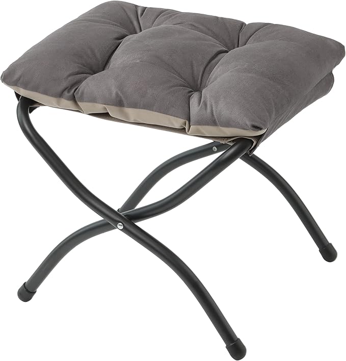 Mordchil HF 15"(H) Folding Ottoman, Foldable Footrest Stool, Portable Small Foot Stool for Couch, Collapsible Foot Rest Ottoman for Sofa, Accent Padded Ottomans for Living Room, Bedroom, Dark Coffee