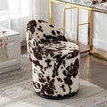 Modern Swivel Ottoman Vanity Chair, Linen Upholstered Barrel Club 360°Degree Swivel Side Stool with Storage, Comfy Makeup Stool for Bedroom Living Room, Milk Cow