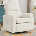 AEMEIOS Swivel Rocker Recliner, Oversized Manual Nursery Glider Rocking Recliner Chair with Removable Cushion, Upholstered Swivel Reclining Chair for Nursery Living Room Bedroom, Corduroy White