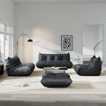 Comfy Lazy Floor Sofa Couch,Soft Armless Chair,Faux Leather Lounge Chair,Corner Relax Sofa Couch for Living Room Bedroom,Salon Office,Adults((Black+3P+2P+1P+Ottoman)