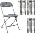 30 Pack Gary Plastic Folding Chair, Indoor Outdoor Portable Stackable Commercial Seat with Steel Frame 350lb. Capacity for Events Office Wedding Party Picnic Kitchen Dining