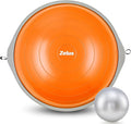ZELUS 25in. Balance Ball | 660lb Inflatable Half Exercise Ball Wobble Board Balance Trainer w Nonslip Base | Half Yoga Ball Strength Training Equipment w 2 Bands, Pump, Extra Ball Included