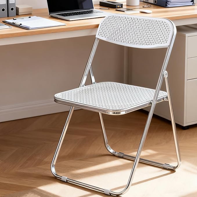 12 Pack Plastic Folding Chair Foldable Portable Plastic Chair, Outdoor Indoor Portable Party Chairs,Stackable Commercial Seats with Steel,300-Pound Capacity,White