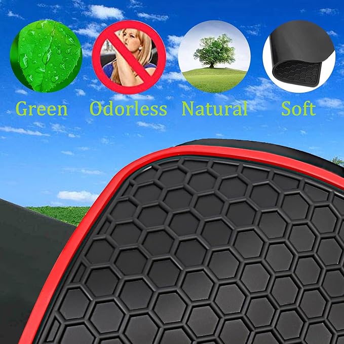 Car Floor Mats Custom Fit for Volkswagen VW Passat 2012-2024 Black Red Rubber Auto Liner Mats All Weather Protection Heavy Duty Odorless