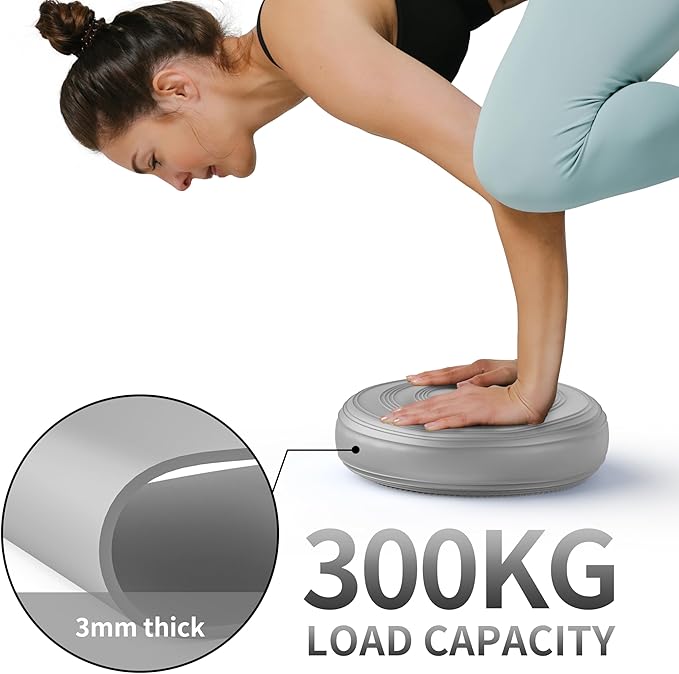FITMIND Inflated Wobble Cushion,Circular Non-slip Texture for Comfortable Sitting,Extra Thick Dyna Disc with Pump for Core Strength,Wiggle Seat to Improve Posture,Fitness,660lb Load Capacity