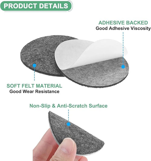 30-Pack Lamp Base Felt, 2.5 Inch Dia. 2mm Thick Self Adhesive Round Fabric Felt Pads for Lamp/Furniture/DIY, Non-Slip Fiber Backed Patch Circles with Adhesive Backing [Grey]
