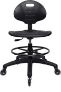 TAKE UR SEAT® Polyurethane Drafting Lab Stool Chair, 18" Adjustable Footring, 8" Adjustable Height, 450 lbs seat Capacity, Heavy Duty, Shipped Within 24 Hours Med. Bench Height (Rubber Caster)