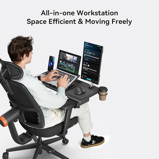 Newtral Lap Desk Bed Tray Table, Foldable Portable Laptop Table Tray for Chair, Laptop Stand for Couch Sofa Floor for Adults, Kids, Ideal for Study, Reading, Breakfast,and Working (Black, Premium)