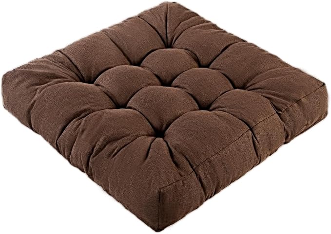 LYLNBYWK Meditation Floor Cushions, Thickened Floor Pillow for Adults, Large Square Pillows Seat Cushion for Tatami Living Room Yoga, Memory Sponge Block Added, 22x22 Inch, Brown