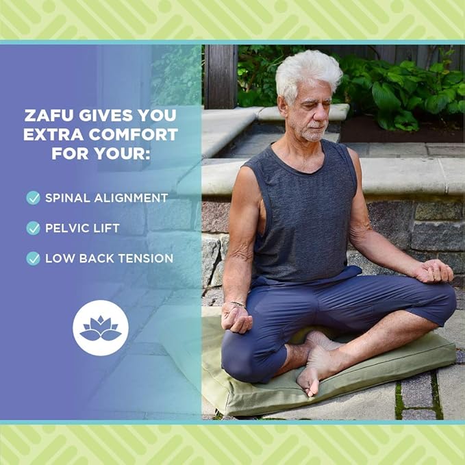 Bean Products Hemp Zafu Meditation Cushion for Sitting on Floor, Hemp Yoga Pillow, Zafu Meditation Pillow, Zen Seiza Kneeling Prayer Pad Support - Made in USA - Round Black