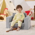 Kids Couch, 2-in-1 Toddler Chair Comfy 1-3 Years Old, Convertible Kids Chair, Toddler Couch Sofa, Kid Sofa to Lounge Bed for Boys and Girls, Soft Coral Fleece, Grey