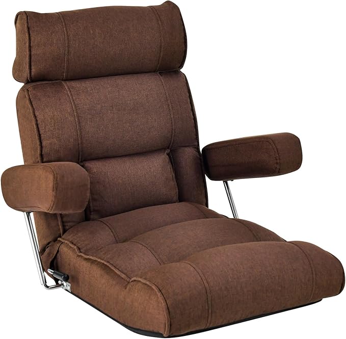 Giantex Adjustable Folding Sofa Chair - Lazy Floor Chair with Infinitely Adjustable Backrest, Extendable Armrest & Seat, Couch Recliner for Meditation, Reading, Gaming Floor Chairs for Adults (Brown)
