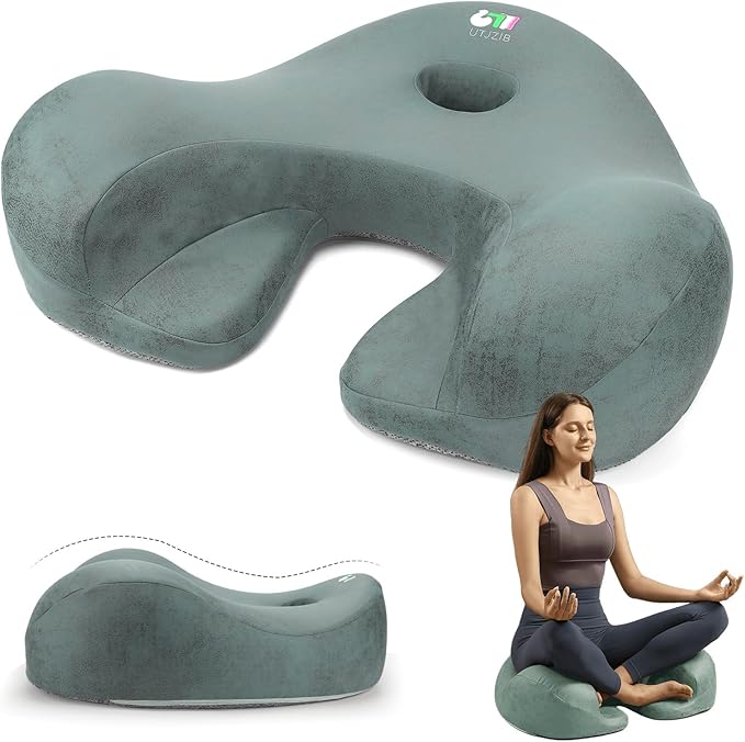 UTJZIB Meditation Cushion & Floor Pillow Seat - Ergonomic Comfortable Memory Foam Set Relieves Numbness Tailbone & Hip Pain from Long Sitting, idea for Reading, Yoga.
