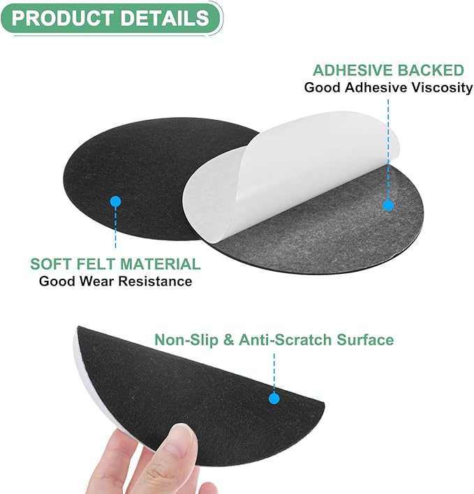 30-Pack Lamp Base Felt, 5 Inch Dia. 2mm Thick Self Adhesive Round Fabric Felt Pads for Lamp/Furniture/DIY, Non-Slip Fiber Backed Patch Circles with Adhesive Backing [Black]