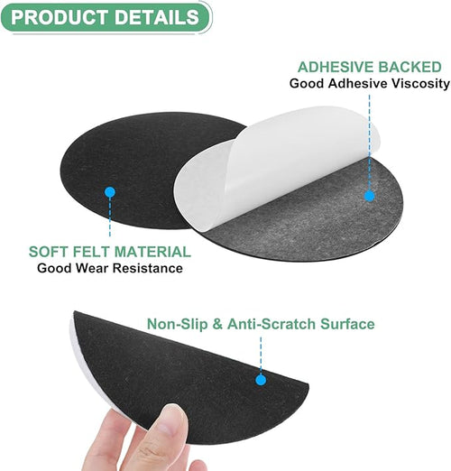 30-Pack Lamp Base Felt, 5 Inch Dia. 2mm Thick Self Adhesive Round Fabric Felt Pads for Lamp/Furniture/DIY, Non-Slip Fiber Backed Patch Circles with Adhesive Backing [Black]