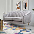Altrobene Velvet Couch Sofa Chairs for Two People, Modern Loveseat for Living Rooms, Bedrooms, Small Spaces, Golden Finished, Grey