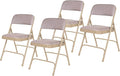 OEF Furnishings OEF2200 Series Heavy-Duty Premium Fabric Padded Upholstery Double-Hinged Folding Chairs (4-Pack, French Beige)