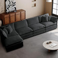 SoarFlash Chenille Sectional Sofa, Comfy L Shaped Modular Coush Sofa with Ottoman, Modern 4 Seat Couch Deep Seat Sofa Set for Living Room,Grey