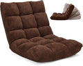 Floor Chair with Back Support, Foldling Gaming Sofa Chair with Comfy Cushion, Adjustable 14-Position Meditation Chairs, Lazy Lounge Recliner Reading Seat for Adults, Kids (Brown)