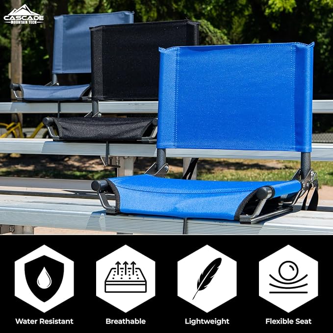 Cascade Mountain Tech Stadium Seat - Lightweight, Portable Folding Chair for Bleachers and Benches - Maroon, 17"