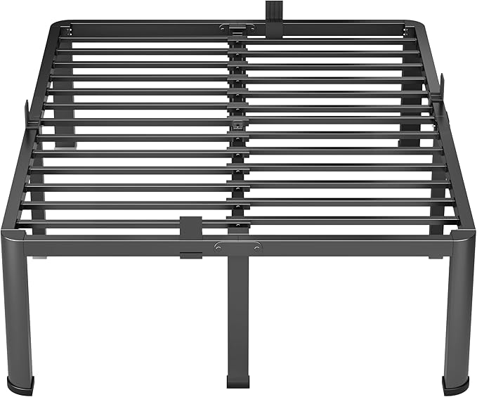 VIPSHOW 20 Inch Queen Heavy Duty 3500 lbs Bed Frame with Round-Corner Legs & Anti-Squeak Design – Quick Assembly Metal Platform, No Box Spring Needed