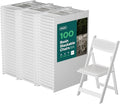 SIMPLEX White Stackable Folding Chairs with Padded Seat & Mesh Back, Padded Indoor/Outdoor Folding Chair, Lightweight Foldable Chairs, Weight Capacity 800LBs (100 Pack)