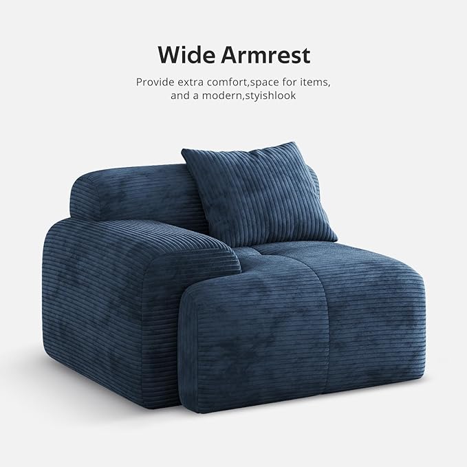 Aosaifen Modern L-Shaped Modular Sectional Sofa for Living Room，Oversized 3-Seater Couch with Deep Seat and Movable Ottoman – No Assembly,Comfortable Corduroy Fabric Boneless Sofa