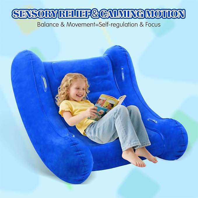 Toggloo lnflatable Couch Rocking Chair for Kids, 42” x 42” x 38” AIR Cloud Rocker - Sensory Chair for Autistic ADHD Child - Autism Sensory Products Training Body Coordination