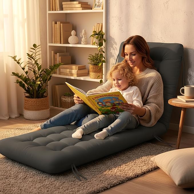Vercraft Long Floor Cushion Large Floor Cushion with Brushed Cotton 74.8 x 27.5 x 3.15 in Jumbo Lounger Pillow for Outdoor Indoor Bay Window Meditation Yoga Reading Sleeping (Dark Gray)