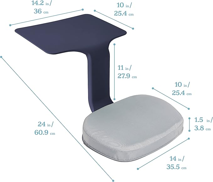 ECR4Kids The Surf Portable Lap Desk with Cushion, Flexible Seating, Navy, 10-Piece