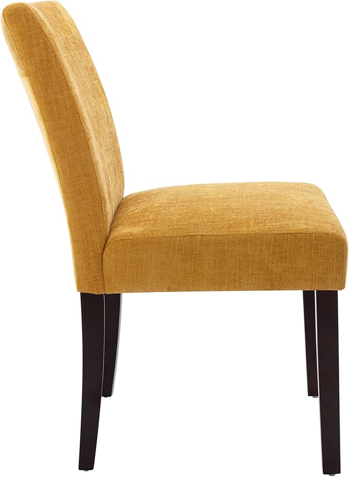Watson & Whitely Upholstered Dining Chairs Set of 6, Fabric Armless Dining Room Chairs with Solid Wood Legs & Back Side Chair for Kitchen, Living Room, Restaurant, Bright Yellow